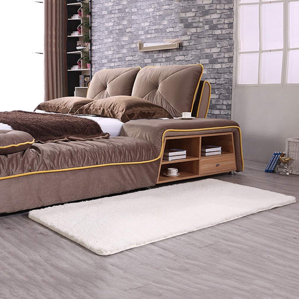 MOXIC Solid Rectangular Area Rugs Soft Shag Living Room Children Bedroom Rug Anti-Slip Plush Carpets Home Decor Modern Indoor Outdoor Runners Nursery Ivory White 8' X 10'