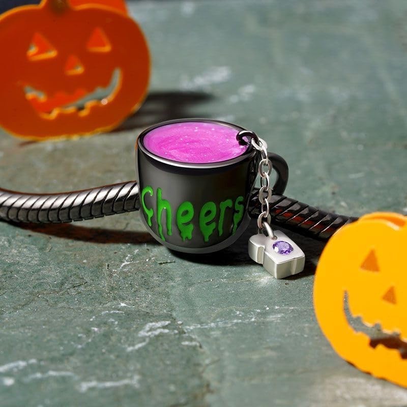 GNOCE Halloween Witch Tea Cup Charms for Bracelet 925 Sterling Silver Bead Charms for Bracelet/Necklace Jewelry Gift For Women Mother's Day - Image 3