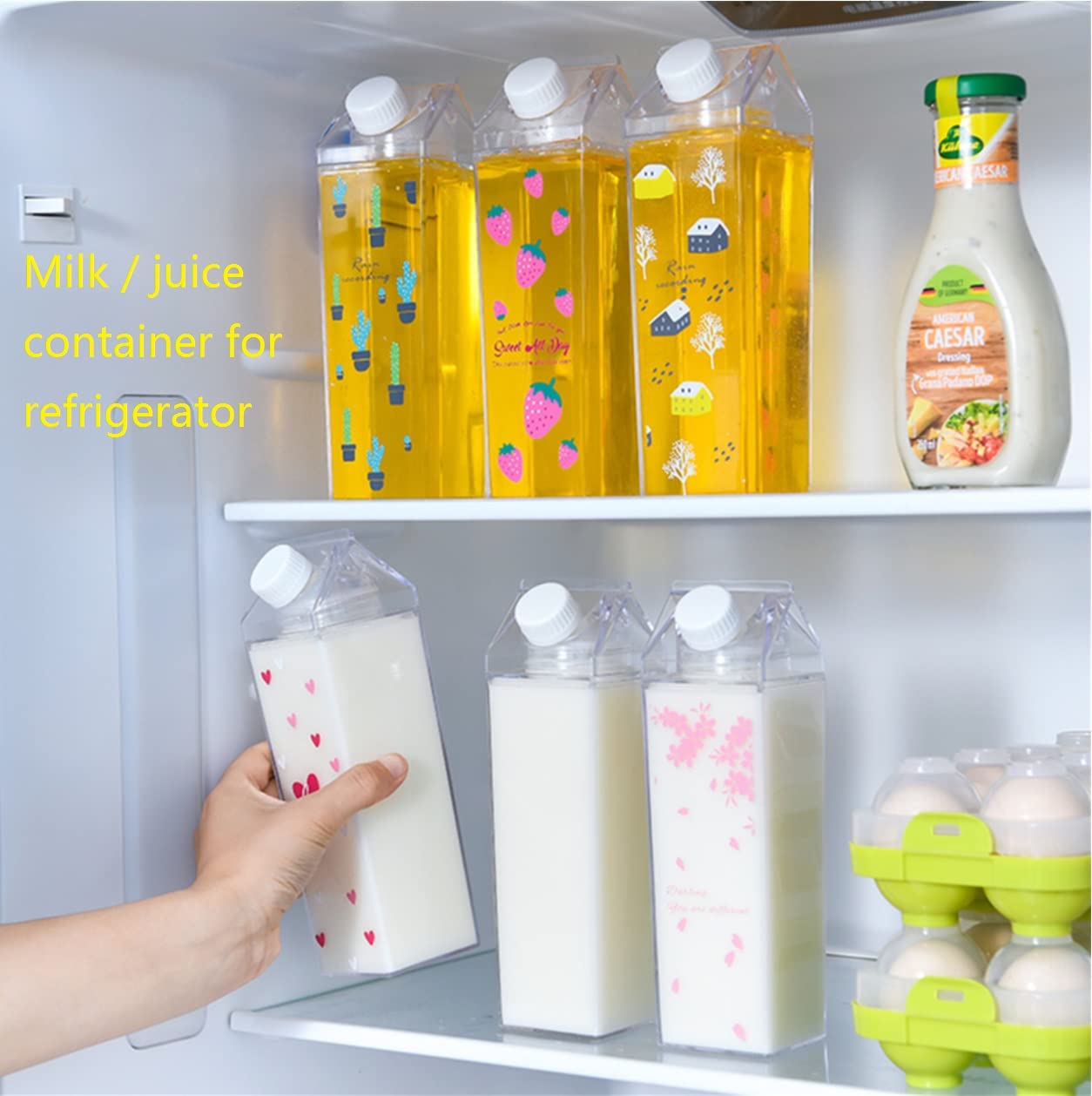 Bottiglia D’acqua Estetica 1000 Ml – Forma Di Cartone Del Latte, 4 Pezzi, Plastica Trasparente, Con Cannuccia