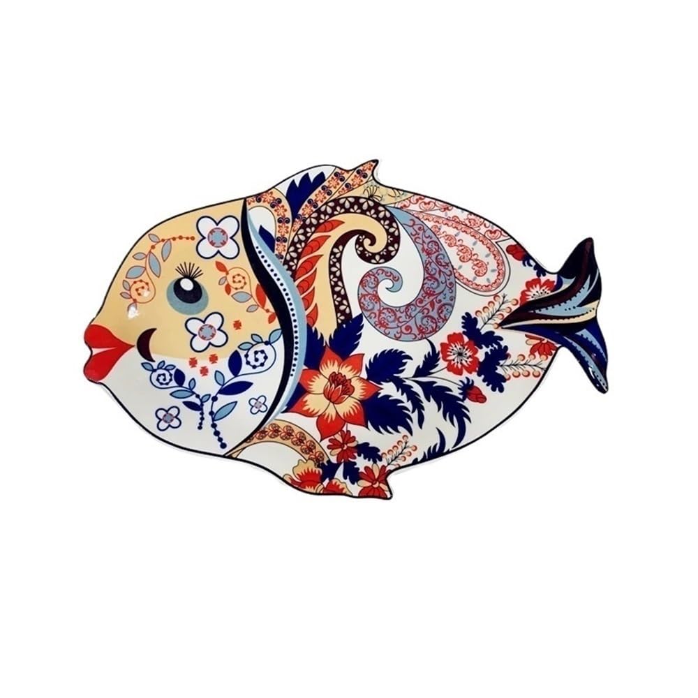 Plato De Pescado De Cerámica De Gran Capacidad Plato De Pescado Decorativo Plato De Ensalada De Pescado Al Vapor for El Hogar Plato De Cena De Mariscos Multifuncional Restaurante Accesorios De Cocina