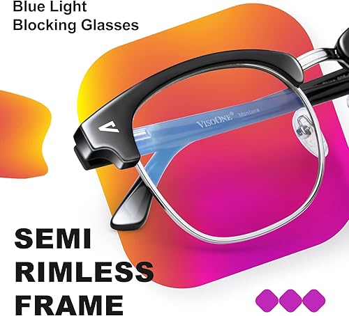 Miniatura 6 de VISOONE Lightweight Blue Light Blocking Glasses Square with Anti Computer Glare for Gaming Men and Women MONTANA