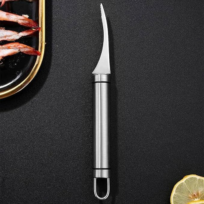 Image of Shrimp Opener and Prawn Peeler | Stainless Steel Shrimp Peeling and Cleaning Intestines Cutting Knife | Seafood Shell Cleaner for Kitchen | -1 Pcs, [ Silver]