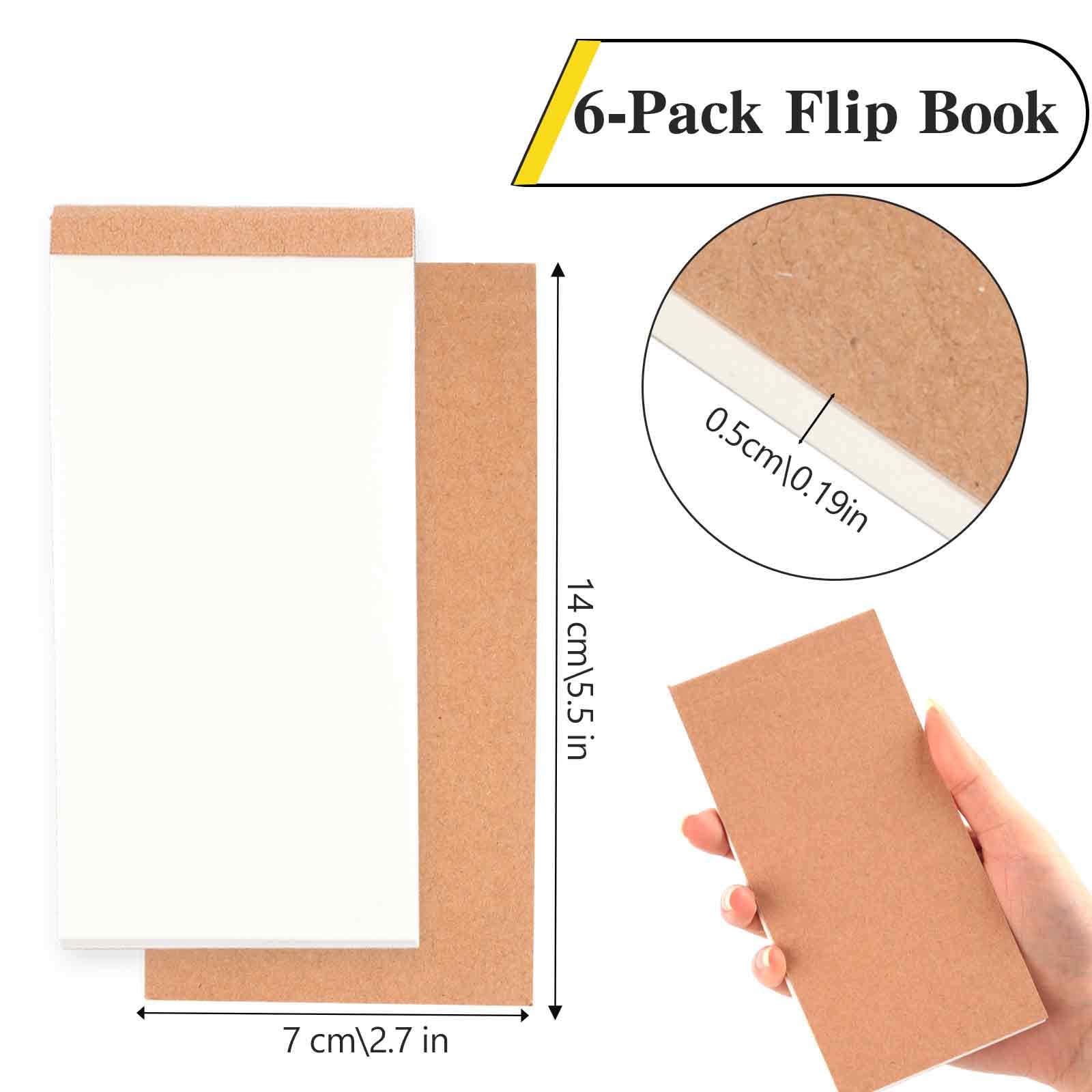Tikplus Flip Book Blank 6 Pack, 14 x 7 cm Small Drawing Paper, Hand Note Paper No Bleed, Sketchpad Sewn Binding - Image 2