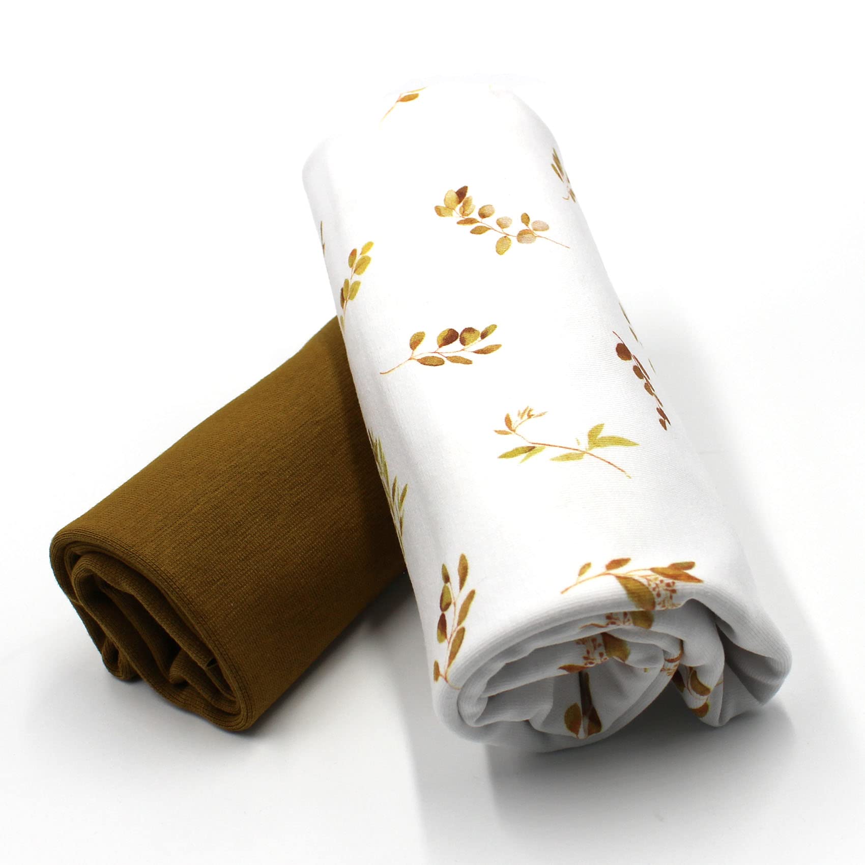 Fabric Package 0.5 m Jersey + 0.5 m Cuff Fabric for Sewing Children's Clothing Children's Fabric Jersey Fabric (Eucalyptus Small + Olive Set62)