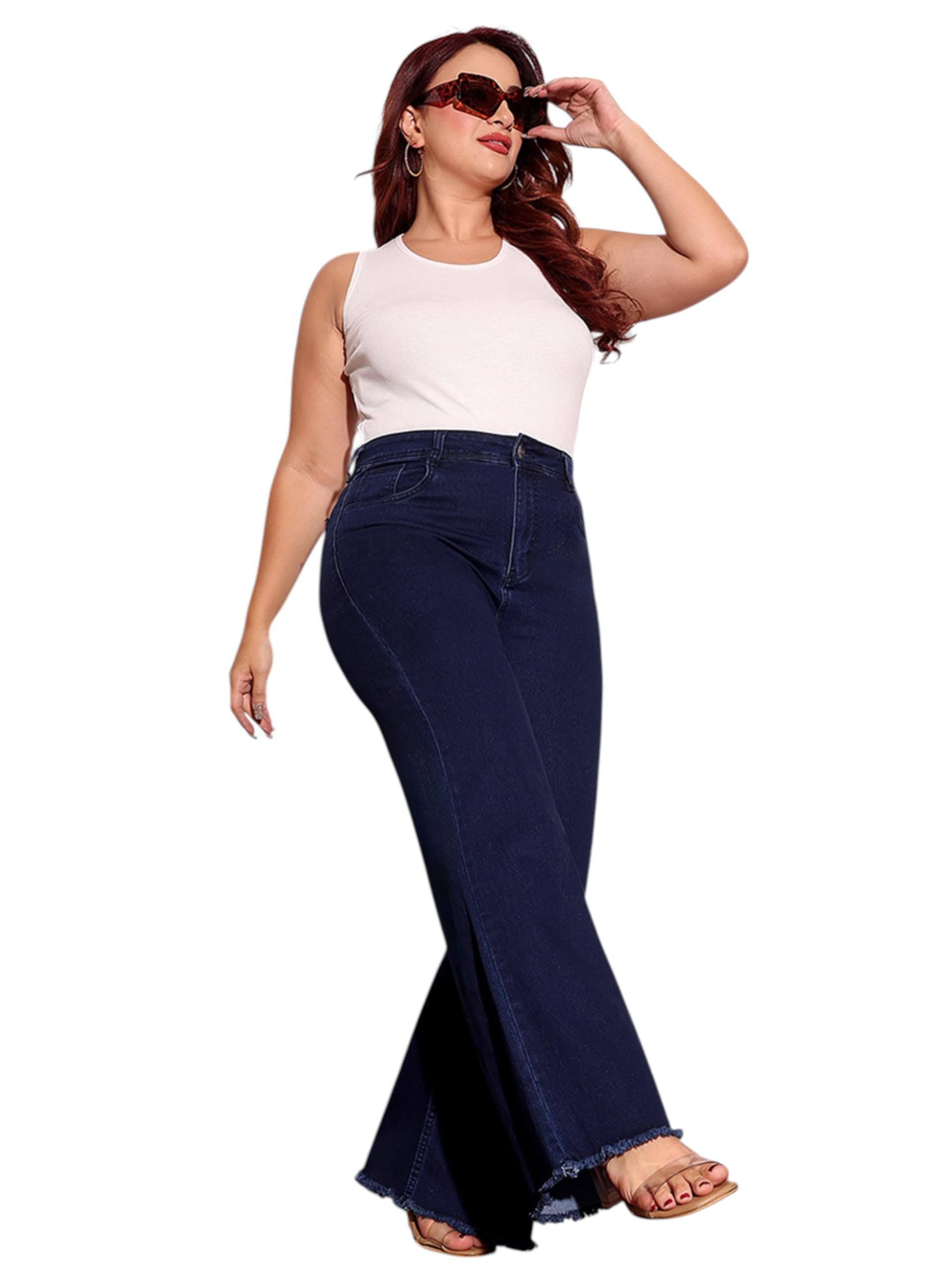 miss chase a+ Women's Wide Leg High Rise Regular Stretchable Denim Jeans-picture-27