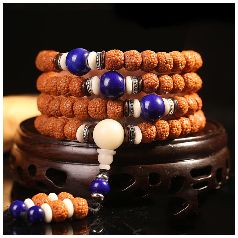 Rudraksha Mala 108 Perlen Männer Frauen Echte Rudraksha Samen Wickelte Armband Halskette Buddha Gebetperlen Für Meditation