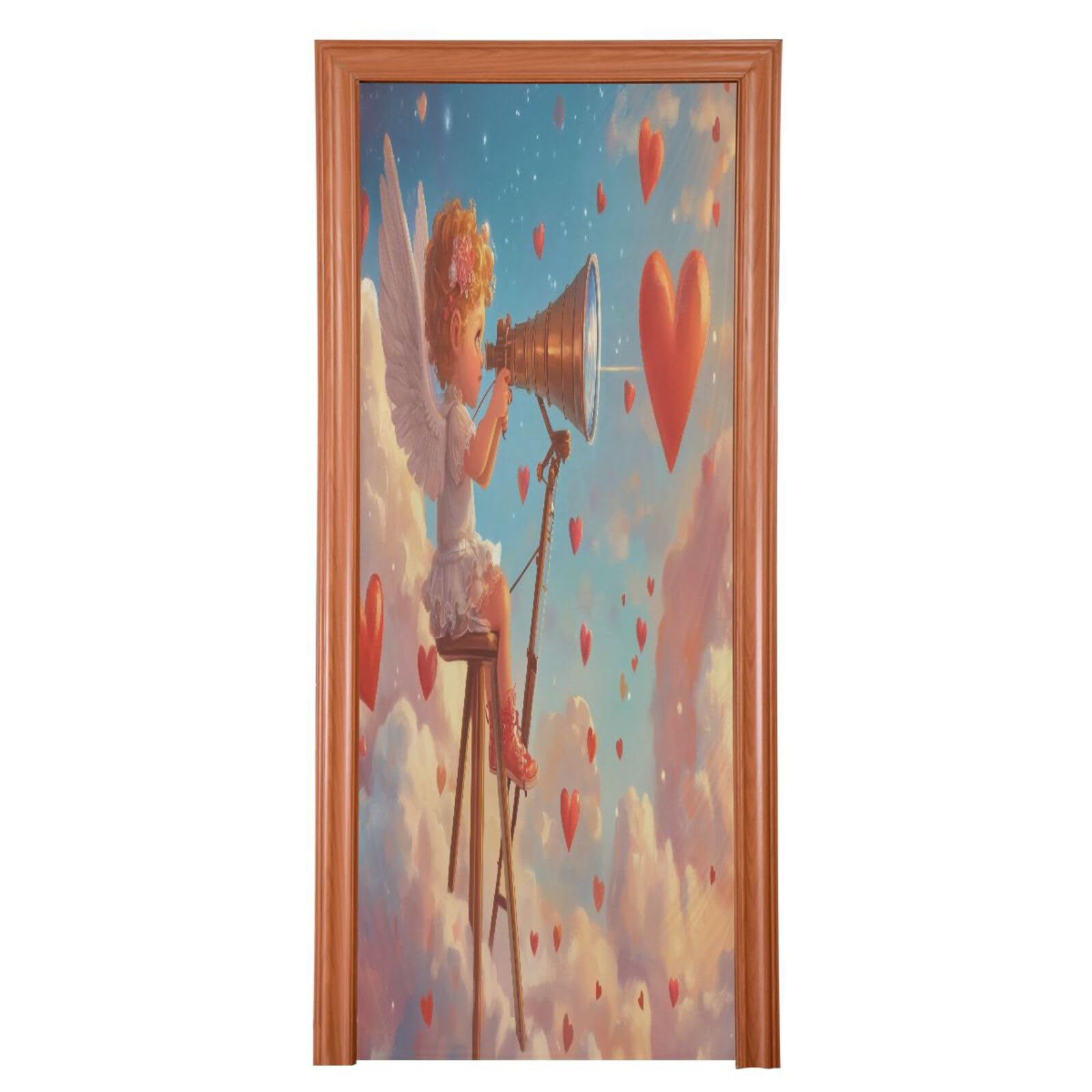 FLildon Cloud Cupid Valentine's Day Door Cover Decoration, Party Accessory Porch Decor for Festive Ornament Room Door Covers 35 x 79 Inch