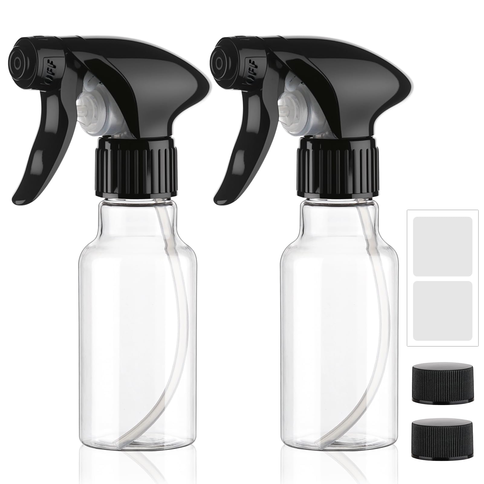Hokretme Spray Bottles 120ml 2 Pack Plastic Small Spray Bottle for Hair Mist/Stream Spraying Heavy Duty Empty Water Spray Bottles for Cleaning Solutions, Plants (Clear)