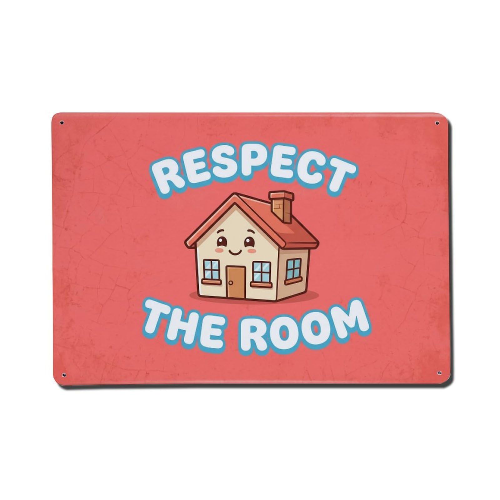 Olhnbad Style Respect The Room Bathroom Quote Cartoon Metal Tin Sign