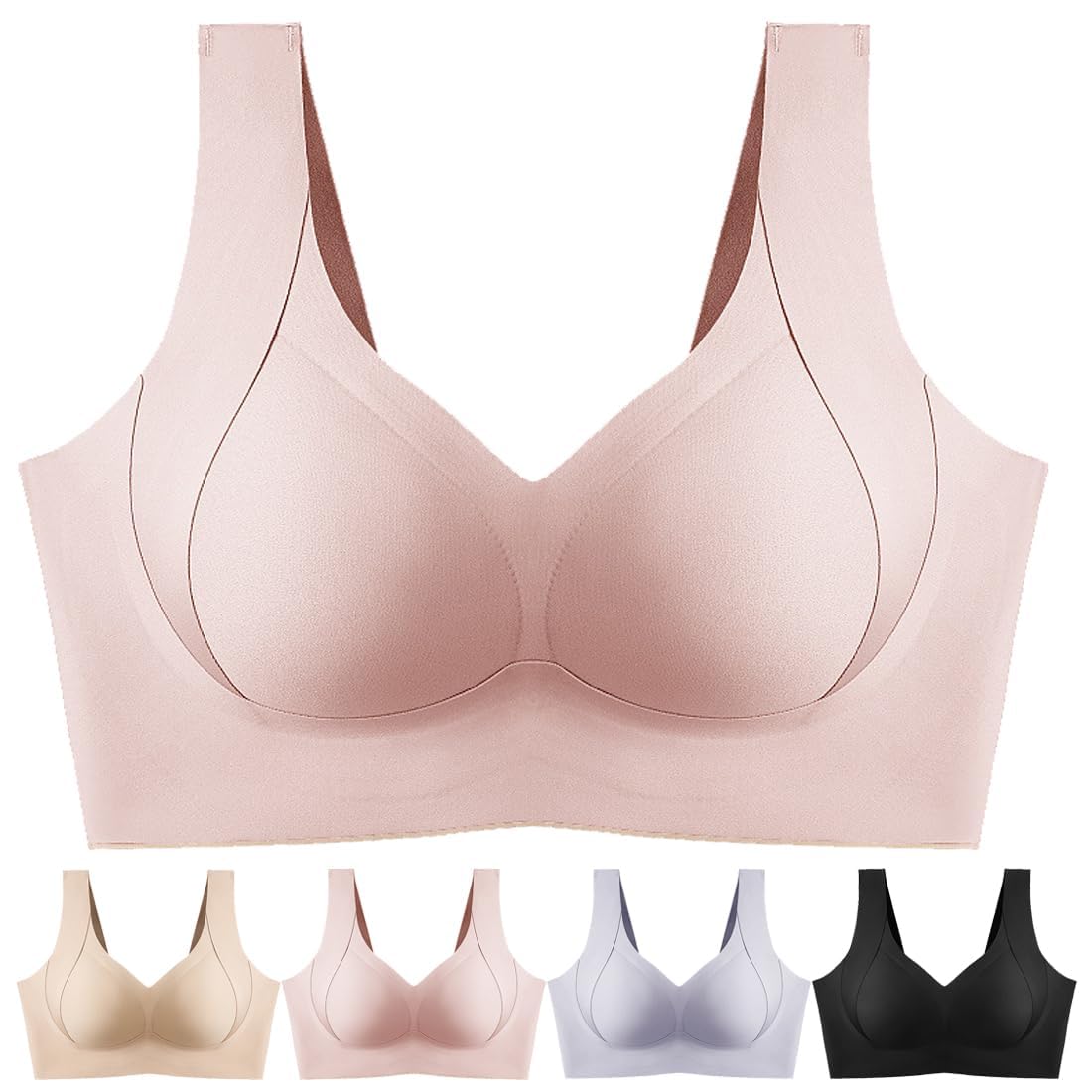 Boond Bra - Boond Daily Comfort Wireless Shaper Bra, Alora Bra Sports Bra Plus Size (Pink,M(36/80BCDE))