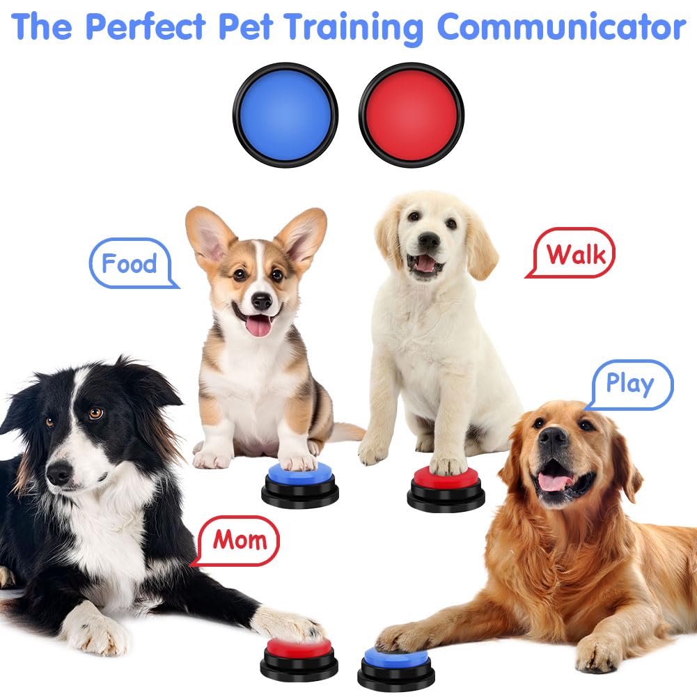 Buzzer Enregistrable Lot de 2, Boutons parlants, Bouton Enregistreur Buzzer Sonore avec Enregistrement de 30 Secondes, Bouton Communication pour Animaux