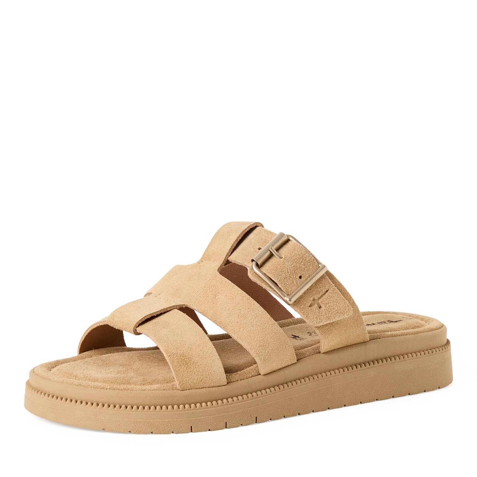 Tamaris Women's leather mules with wedge heel beige 6.5 UK