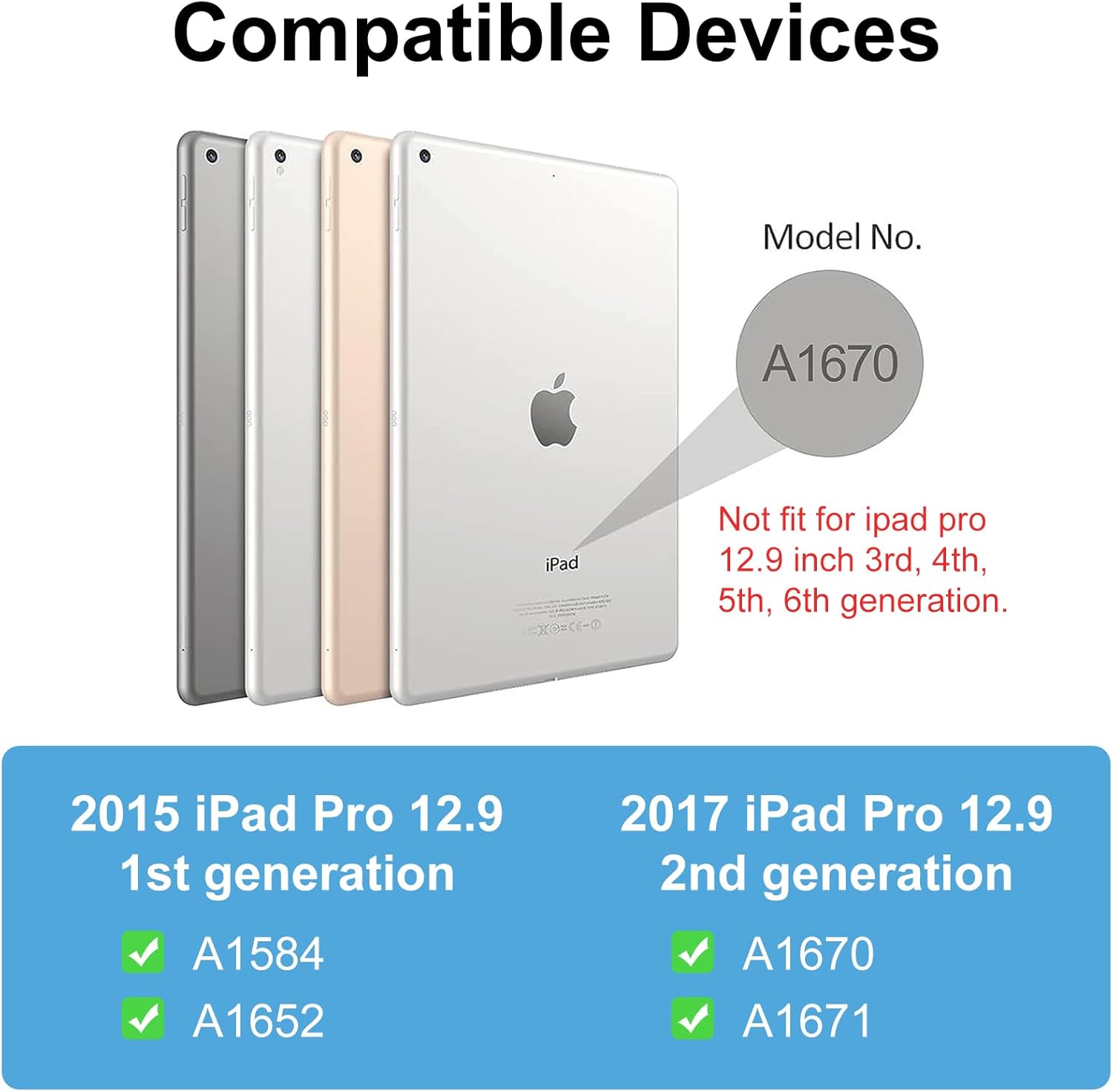 SENGBIRCH iPad Pro 12.9 Case with Keyboard 2nd Generation, for iPad Pro 12.9-inch - 2015 1st, 2017 2nd Generation, (Old Model: A1670/A1671/A1584/A1652), 7 Colors Backlit, with Pencil Holder, Black