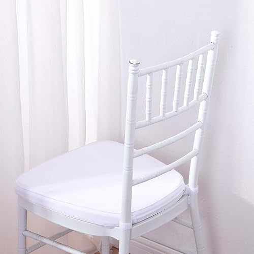 Miniatura 2 de Efavormart - Cojín para silla Chiavari blanco, con correas de fijación, decoración de eventos, fiestas, eventos, 10 unidades, 2 pulgadas de grosor