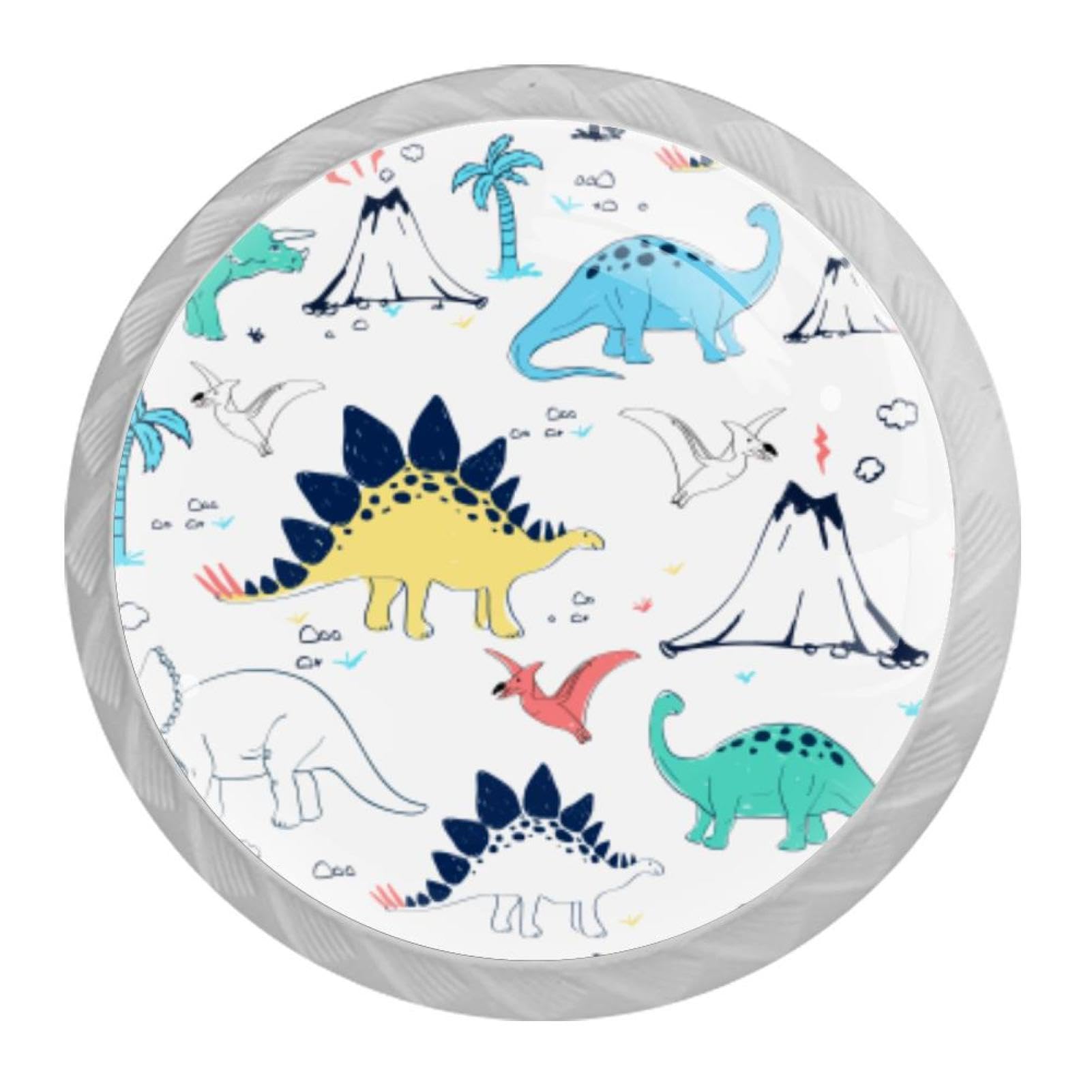 Tqmspg Multi04 4 Pieces Drawer Pulls Dinosaur Door Knobs Dresser Handles For Kitchen Wardrobe Cupboard Hardware Furniture