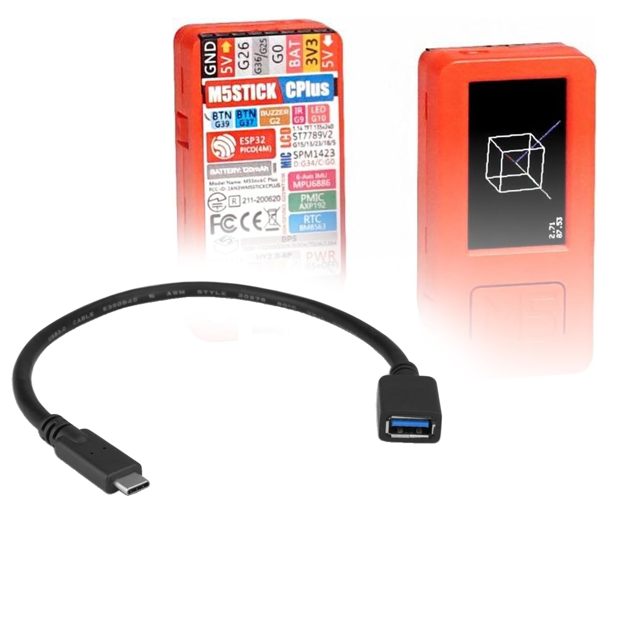 BoxWave Cable Compatible with M5Stack M5StickC Plus ESP32-PICO Mini IoT Development Kit - USB Expansion Adapter, Add USB Connected Hardware to Your Phone-image-45