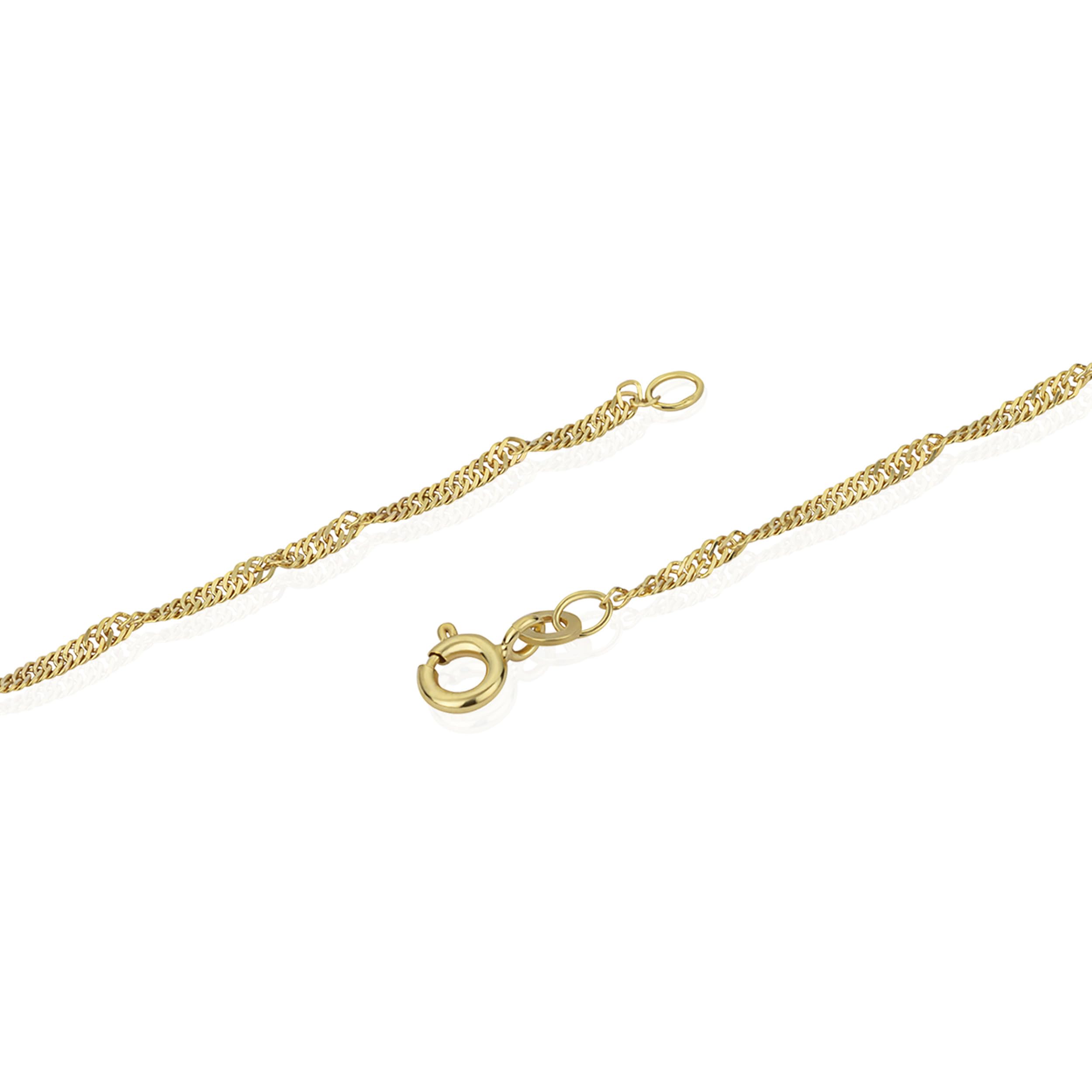 NKlaus Łańcuszek Singapur, złoty, 1,2 mm (długość do wyboru 42 cm – 50 cm), żółte złoto próby 585, diamentowany, kolia 14-karatowa, Żółte złoto, Bez kamieni szlachetnych
