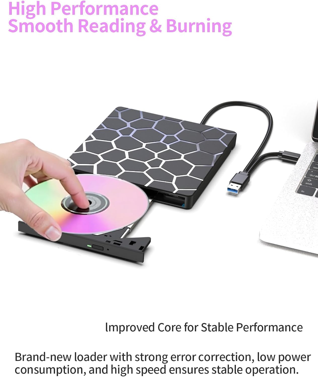 External CD DVD Drive,8 in 1 USB 3.0 and Type-C Disc Reader Writer Burner Player,Slim and Portable CD DVD +/-RW Optical Drive for PC Laptop Desktop MacBook Mac Windows Linux OS Apple (8 in 1) — view 8
