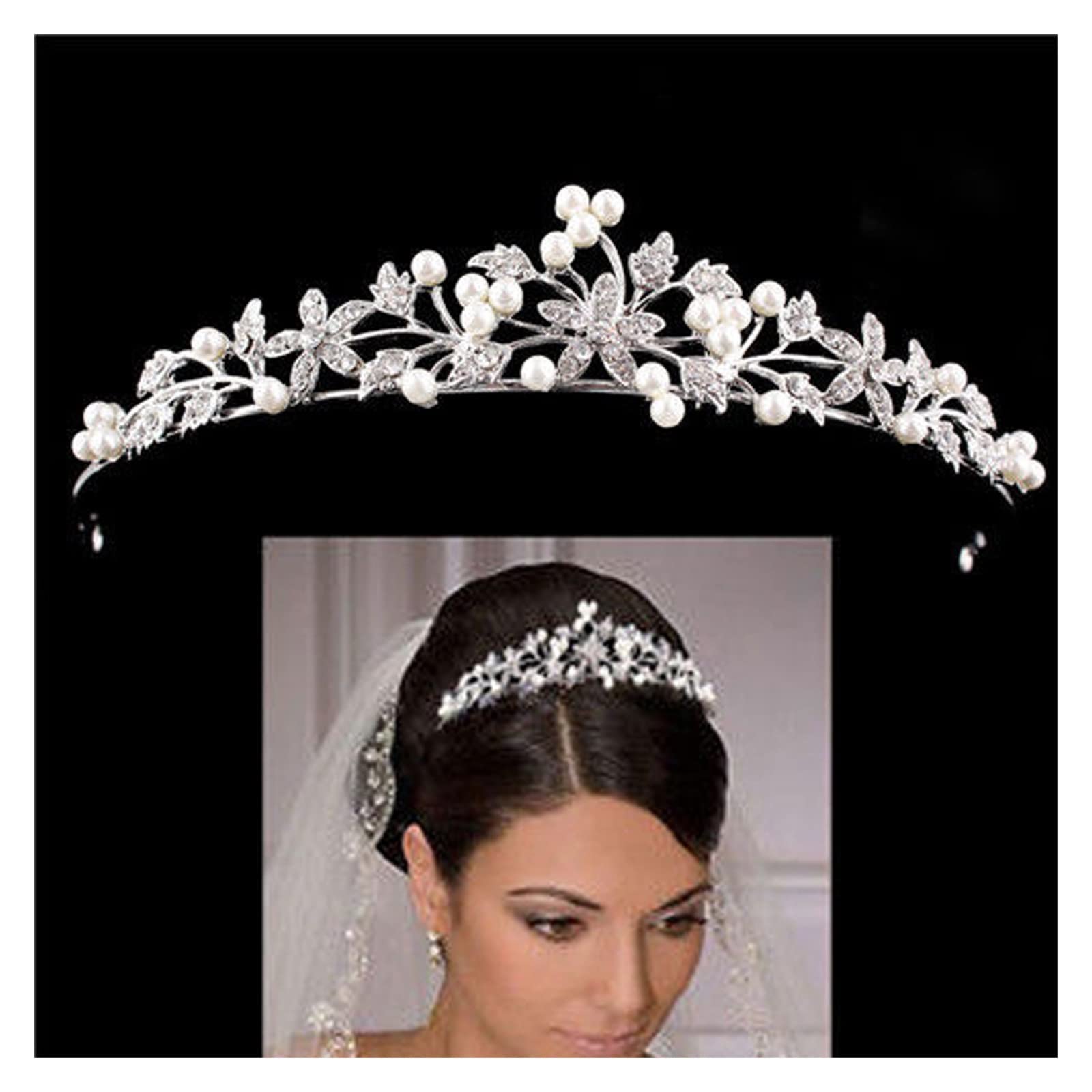 Luxe bruids tiara haar kroon bruiloft haaraccessoires voor vrouwen zilveren kleur bruids kronen en tiara vrouwen accessoires prinses (kleur: zilver 01
