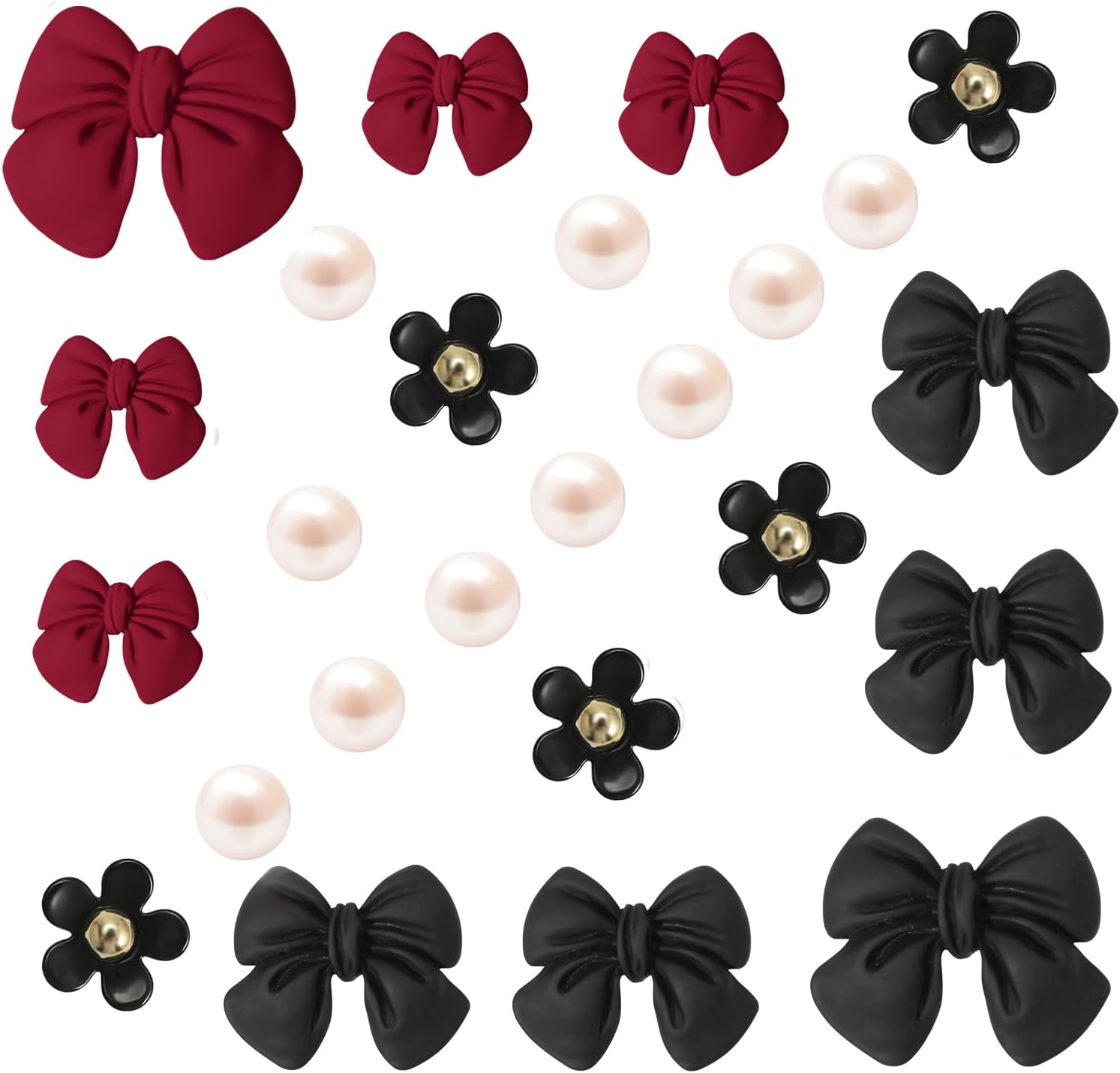Ziigole 25Pcs Resin Bow Shoe Charms for Girls Sandals, Acrylic Flower Charms, Pearls Accessories for Women, DIY Shoe Decoration Charms for Party Favor