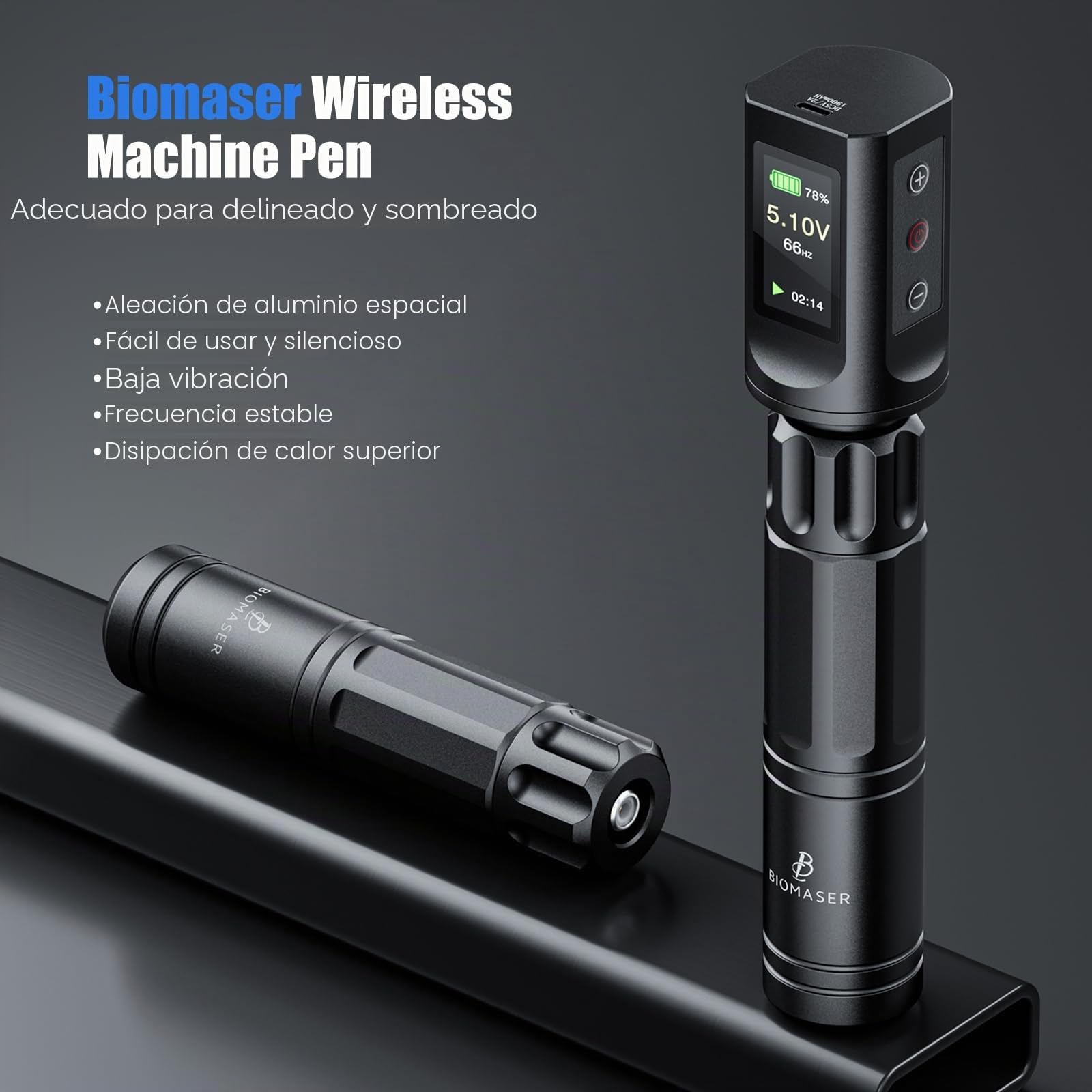 Biomaser Juego de máquina inalámbrica con batería de 1900 mAh, máquina de bolígrafo rotativo inalámbrico, 20 cartuchos, 10 botellas de tinta, accesorios completos para principiantes y artistas
