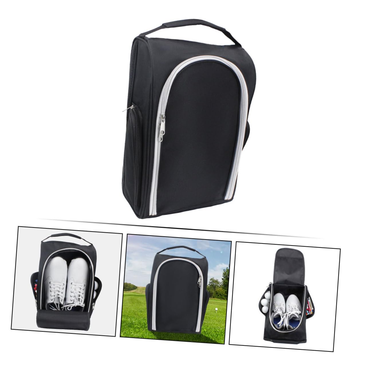Borsa Portascarpe da Golf in Nylon Nera, Contenitore per Paio