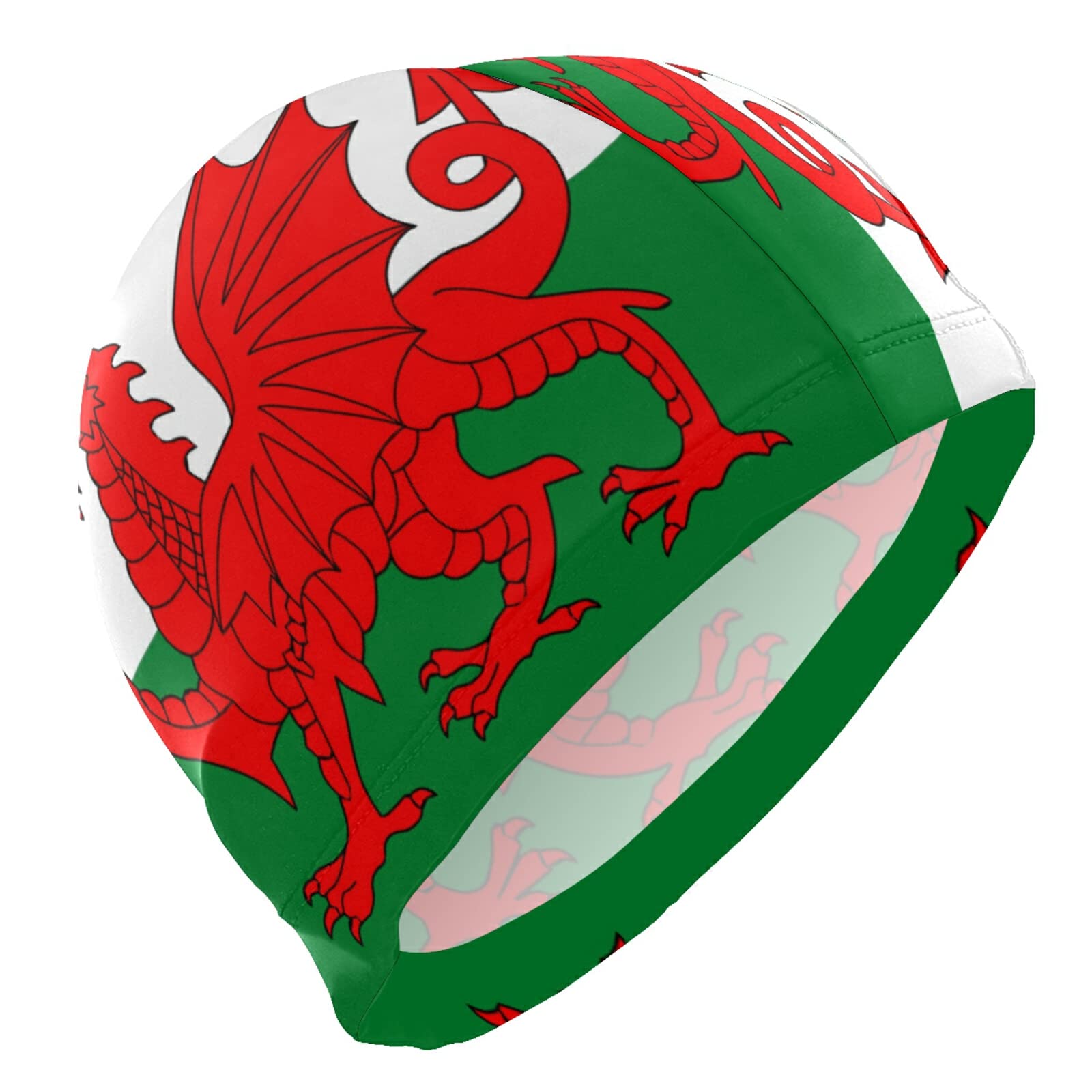 Dallonan Swimming Cap Wales Flag Unisex Adult Swim Cap Polyester