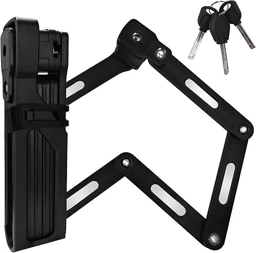 Cerradura plegable de bicicleta de 35.4 pulgadas con 3 llaves y kit de soporte de montaje para bicicletas, scooters eléctricos, antirrobo
