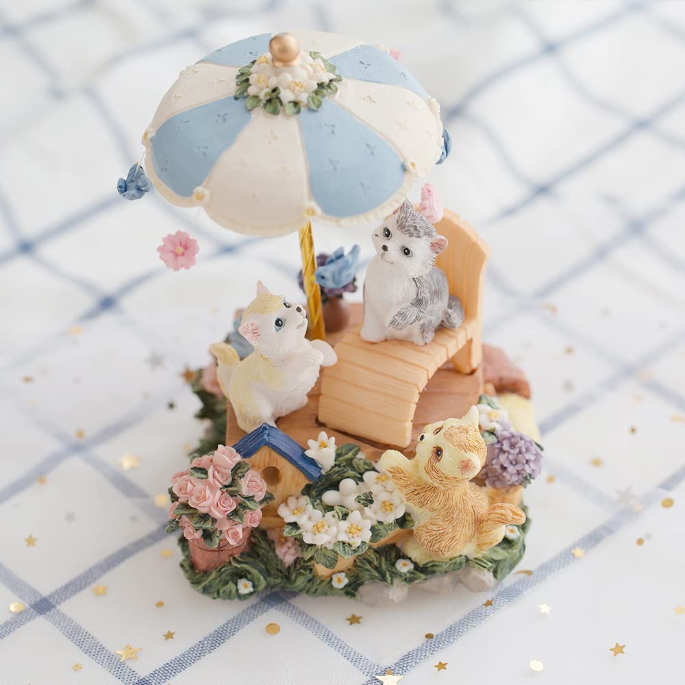 LOVE FOR YOU Gift Wrapped Music Box Cat Lovers Garden Musical Decoration for Girls and Women Baby Kids Sister Niece Daughter Mom Granddaughter Grandma Birthday Presents Christmas Gifts