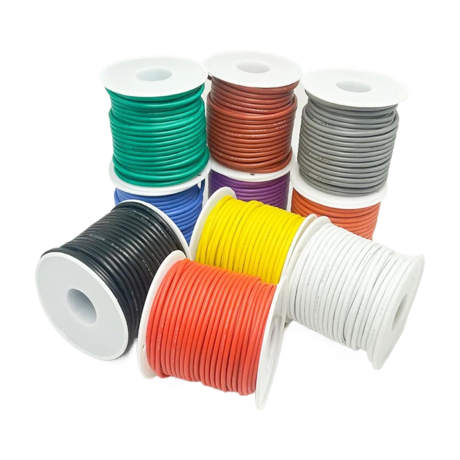 Cable di connessione in silicone morbido 16AWG 18AWG 20 22 24 26 28AWG 30AWG 0.08mm Cavo rame stagnato adatto per il cablaggio alimentazione DIY(Yellow; 18 AWG 20m 1roll)