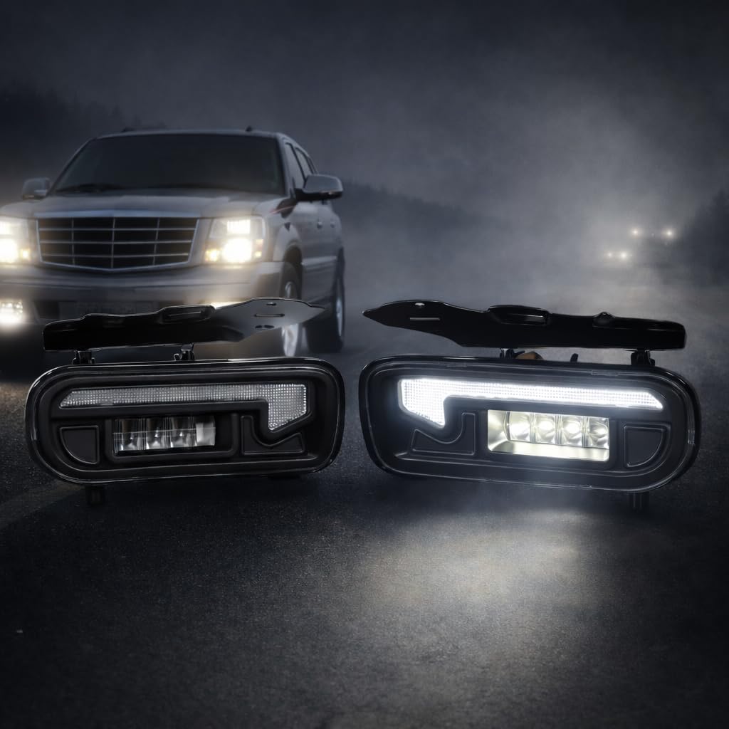 LED Fog Lights for 2002-2006 Cadillac Escalade/EXT, 2003-2006 Escalade ESV, Fog Light Assembly, Waterproof, Easy Installation,Exclude Fog Wiring Harness