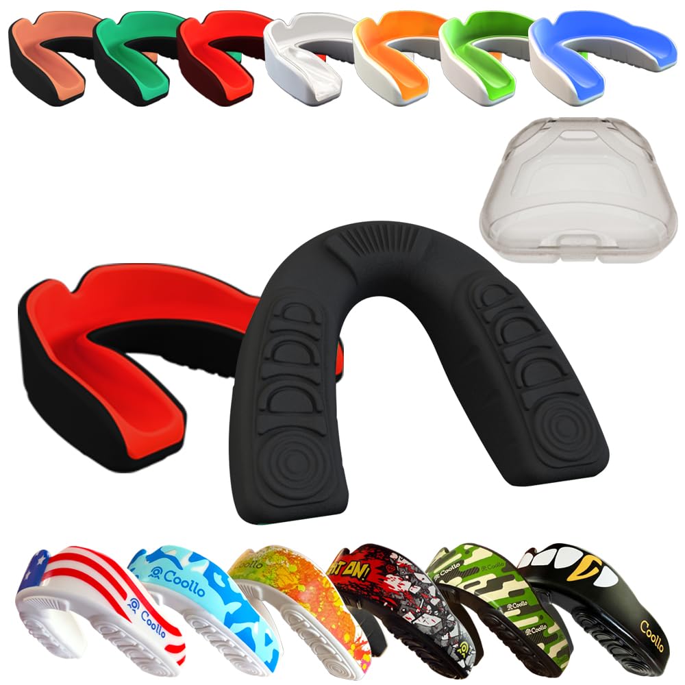 COOLLO SPORTS Boil and Bite Mouth Guard (Youth & Adult) DA Custom Fit Sport Mouthpiece for Football, Hockey, Rugby, Lacrosse,Boxing,MMA(Free Case