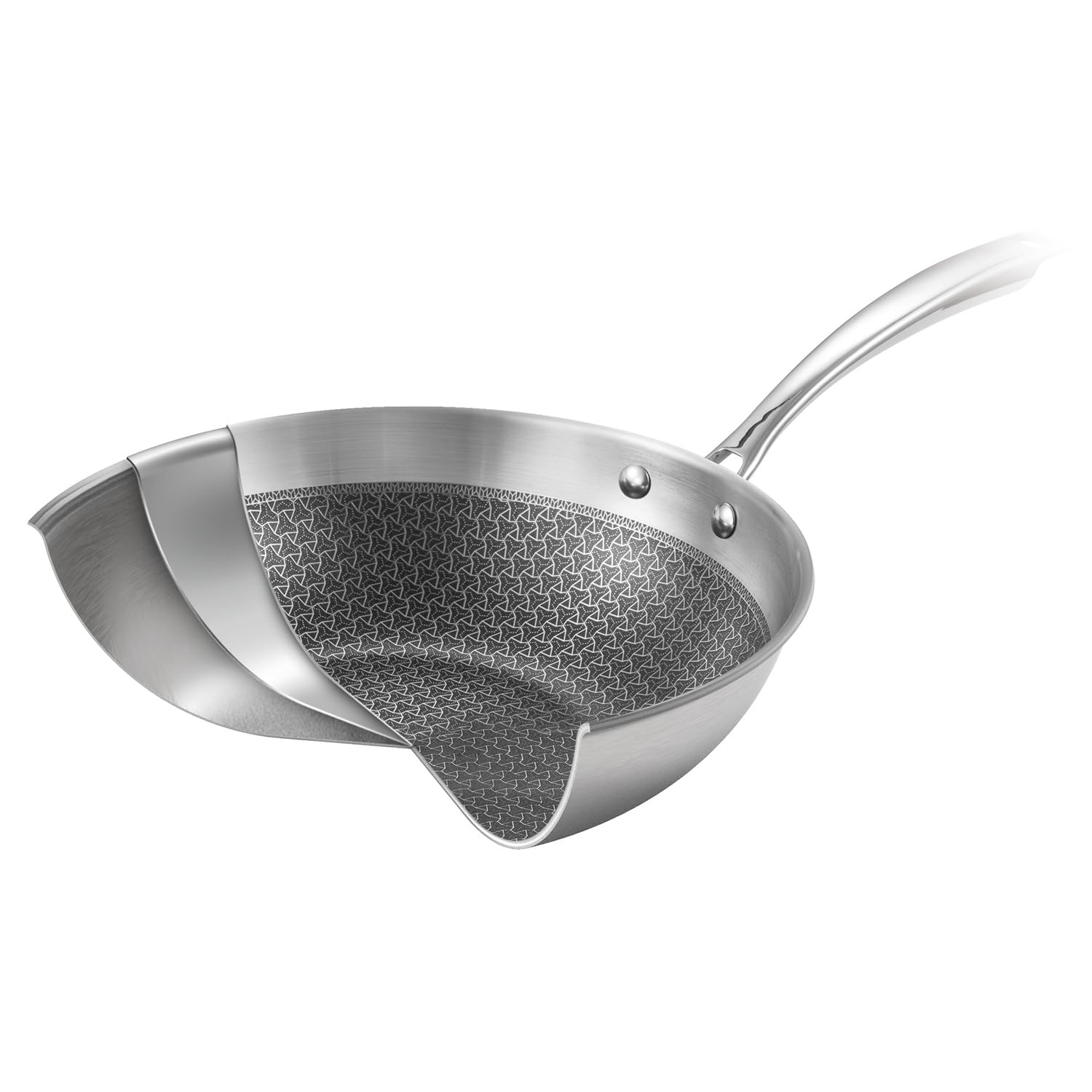 Tescoma 780569 Wok 28cm inox antiaderente, coperchio vetro, induzione