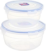 طقم علب مكون من قطعتين موديل HSM945 سعة 1.4 لتر وموديل HSM944 سعة 840 مل يمكن وضعها داخل بعضها البعض من لوك اند لوك، رقم الموديل HSM945S2