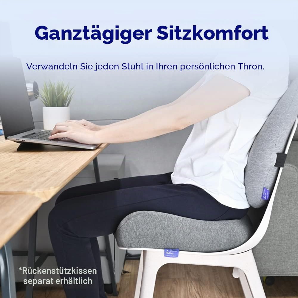 Cushion Lab Patentiertes Druckentlastungs-Sitzkissen für langes Sitzen auf Büro- und Heimstuhl, extra dichter Memory-Schaum für weiche Unterstützung, Auto & Stuhlpolster für Hüfte, Ischias, Schwarz