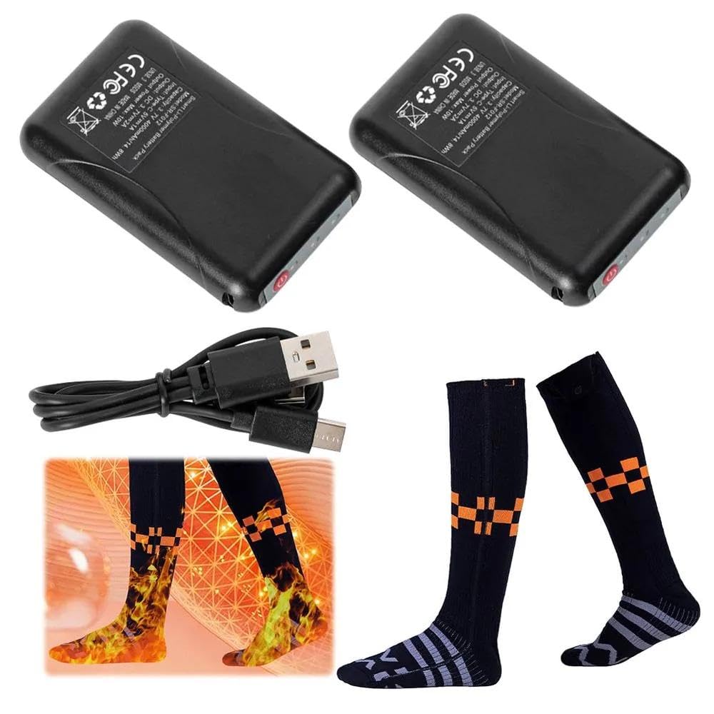 Chaussettes électriques chauffantes Chaussures d Hiver Rapidement avec Poche de Batterie cachée Lavables en Machine Couture précise pour