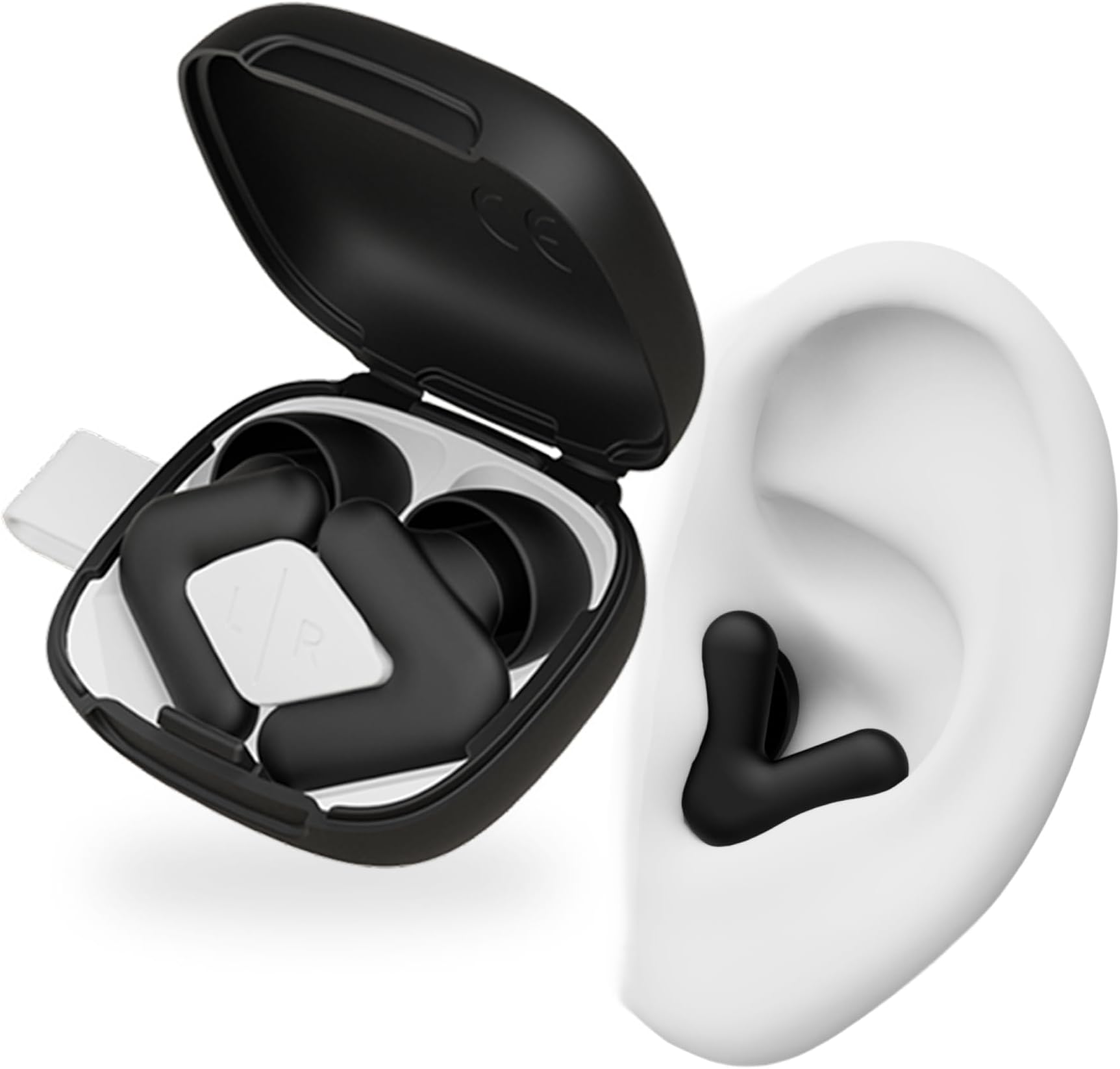 Alpine Silence Ear Plugs for Sleep, Focus & Travel - Comfortable, Travel Essential, Noise Cancelling Earplugs, V-Shape Snug Fit & Soft Oval Tips, 4 Sizes XS/S/M/L, Reusable Ear Plugs - Black