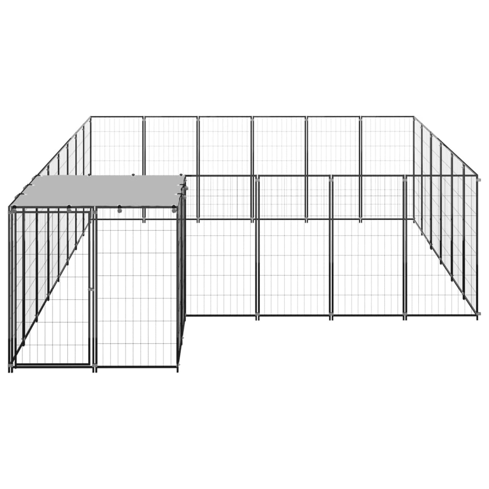 Homgoday Czarna klatka dla psa 12,1 m² stalowa klatka dla psa wewnętrzna klatka dla psa Kennel dla psów klatki dla psów klatki dla psów ogrodzenie dla psa na zewnątrz