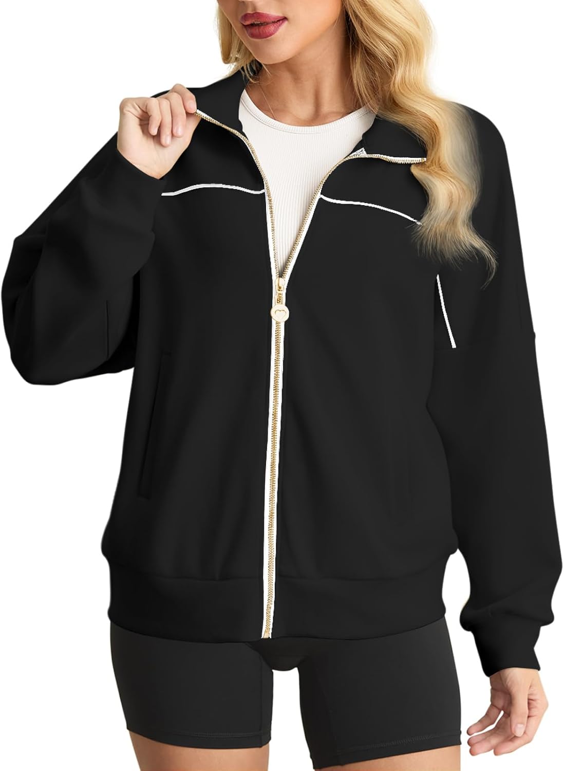 Feiersi Womens Zip Up Sweatshirts Long Sleeve Hoodies Fall Fashion Outfits Casual Trendy Jackets With Pockets - Image 3