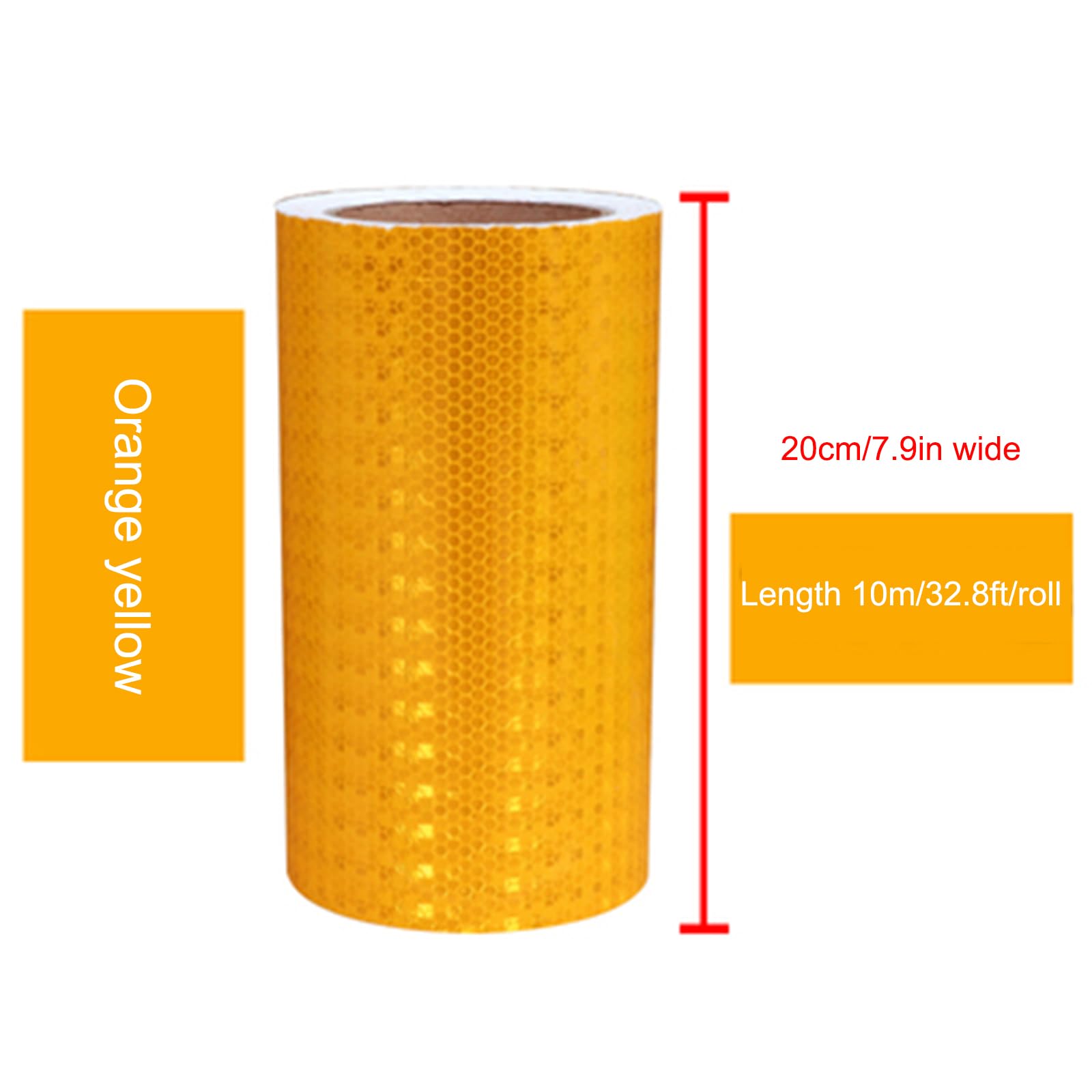 Reflektierendes Band Reflektierendes Klebeband, reflektierender Auffälligkeits-Nachtsicherheitsaufkleber for Fahrzeuge, Fahrräder, Kleidung, Helme, Briefkästen, 20 cm breit,(Orange Yellow,10m)