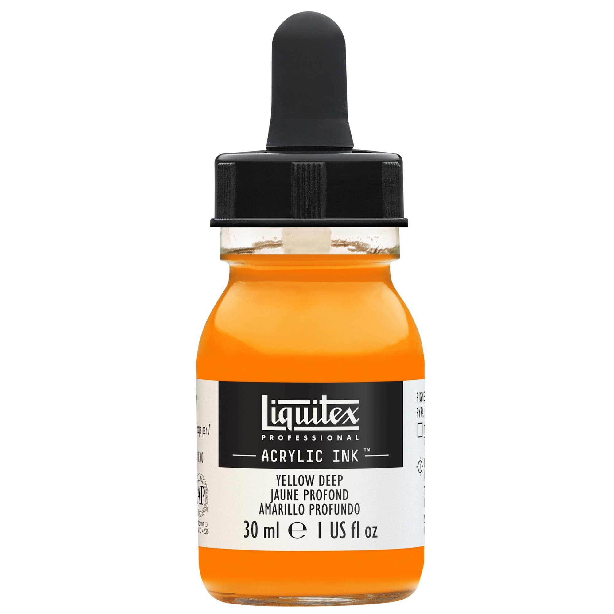 LIQUITEX 4260295 Liquid Professional Acrylic Paints - Ink, 30 ml, Highly Pigmented Airbrush Paint, Dark Yellow