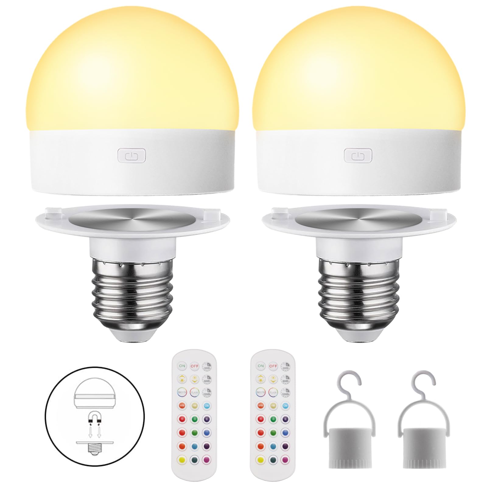 HISTAR Rechargeable Light Bulbs for Sconce and Lamp with Remote, RGB ...