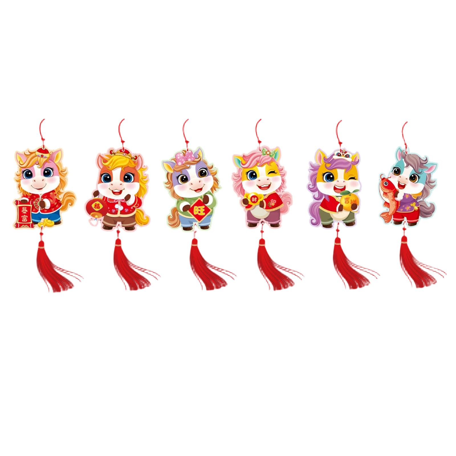 Kalttoy 6pcs Horse Theme Celebration Ornament with Gold Foil for Wall Hanging Decorations Festival Accessories Hanging Ornament
