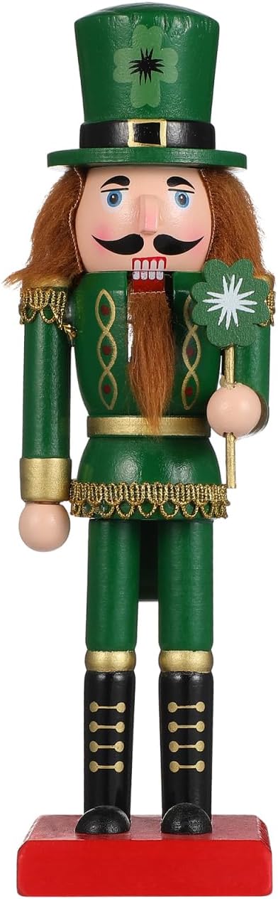 VOSAREA Christmas Nutcracker Figure Wooden Irish Nutcracker Soldier Festive Ornament for Christmas St. Patricks Day Desktop Home Decor Kids (25CM,Green)