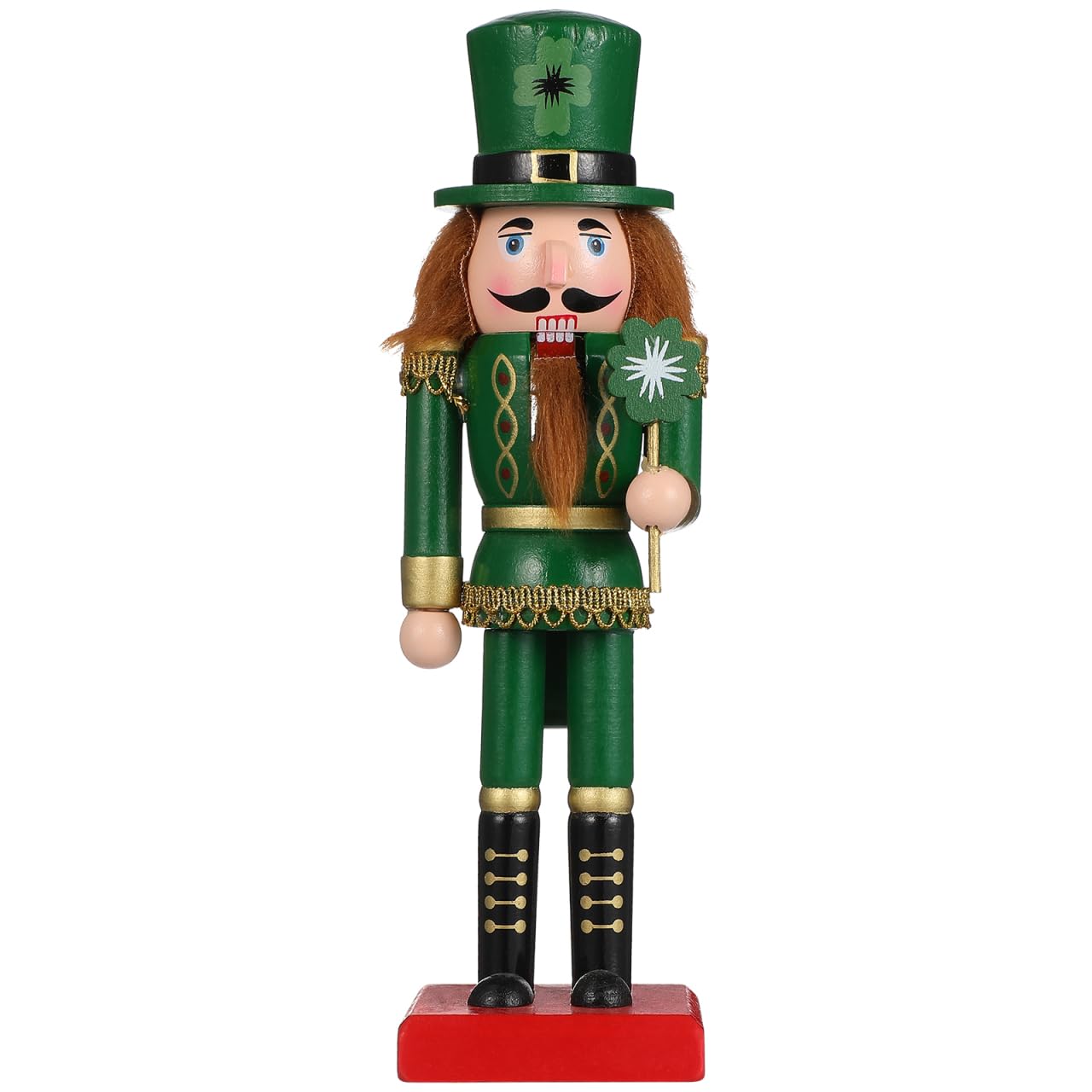 Christmas Nutcracker Figure Wooden Irish Nutcracker Soldier Festive Ornament for Christmas St. Patricks Day Desktop Home Decor Kids (25CM,Green)