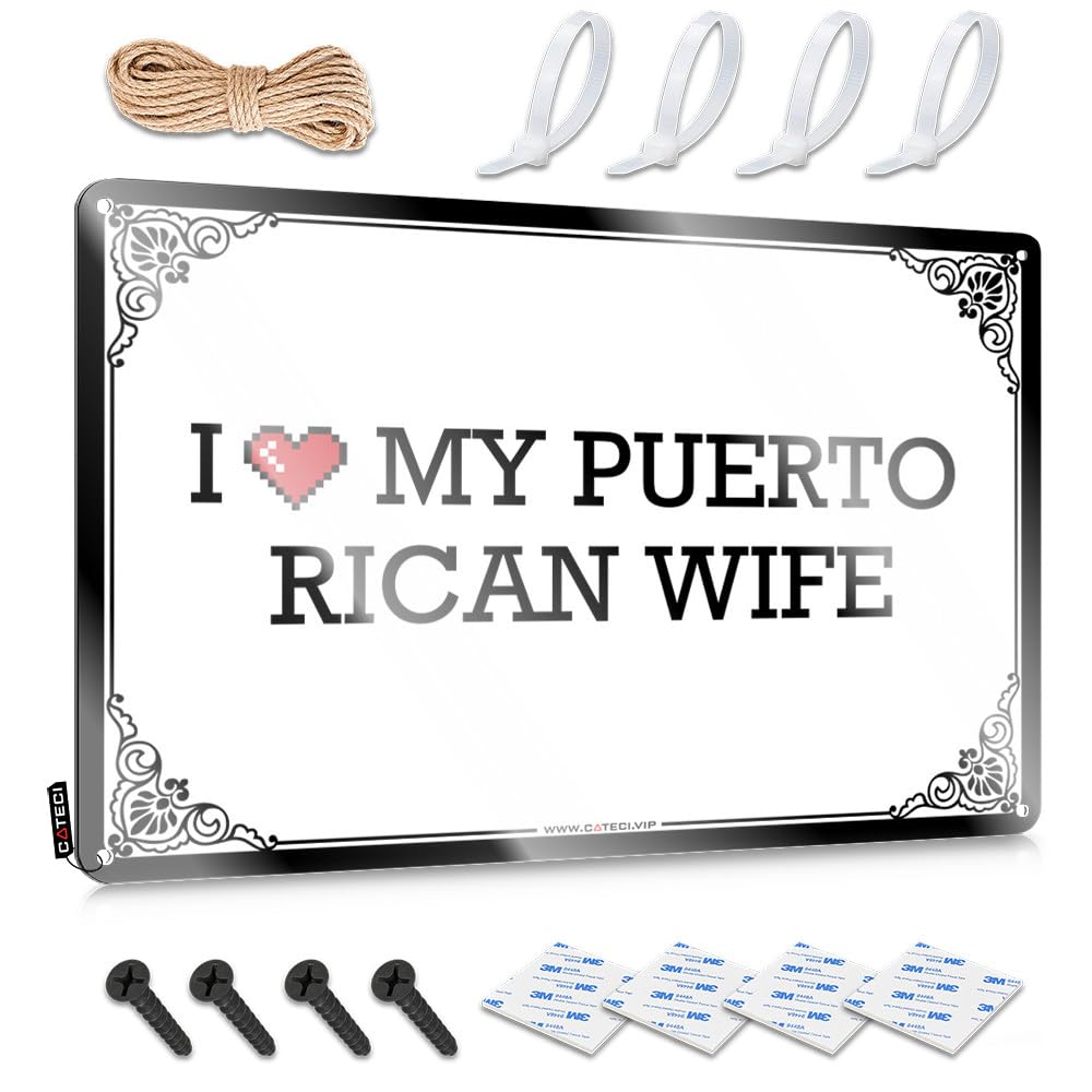 Fzfn Colour Tin Wall Decor Stuff For Bedroom Wall Art - I Love My Puerto Rican Wife Nice Premium Retro Style Decoration For Barn(30X40cm)