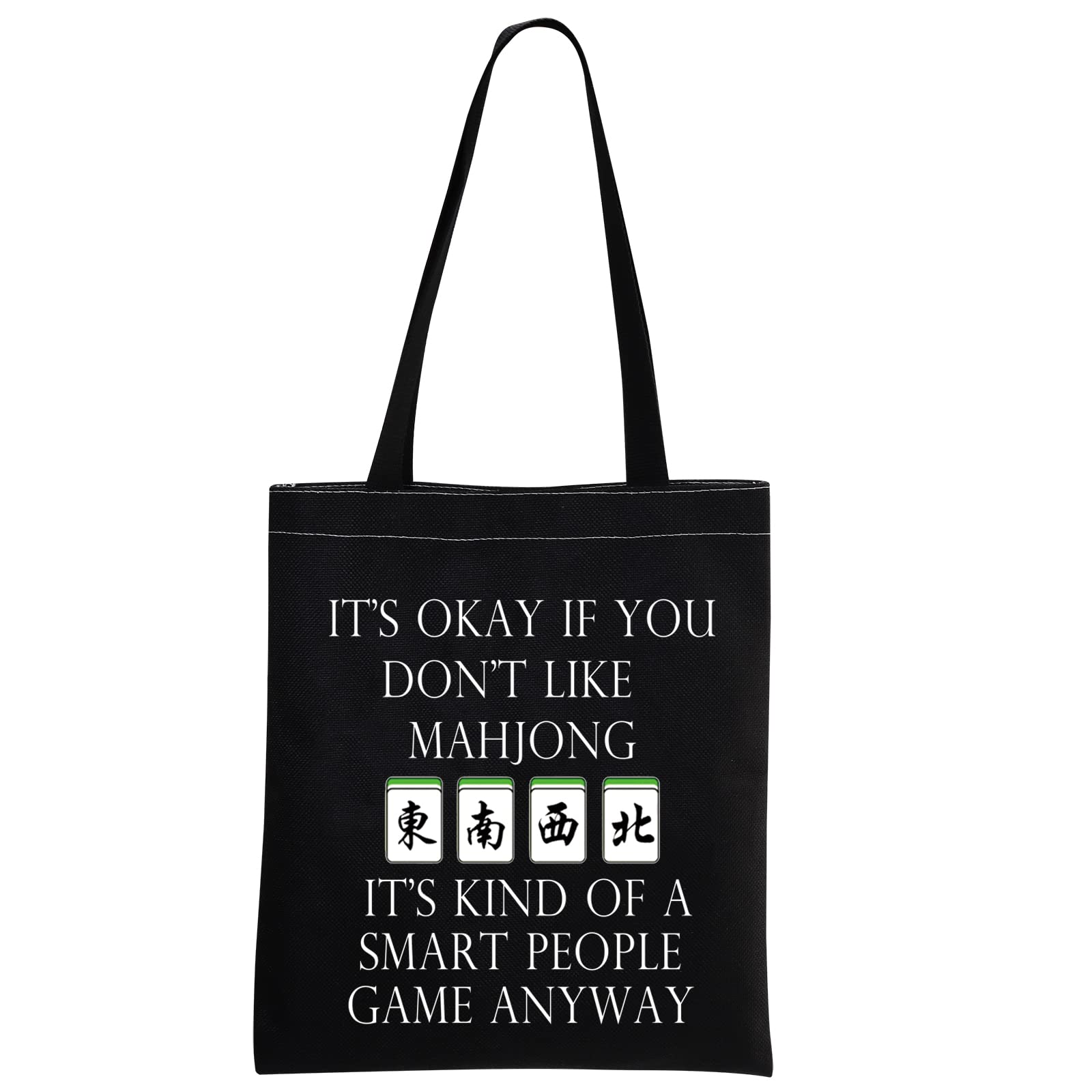 MNIGIU Mahjong Canvas Tote Bag Mahjong Lover Gift Mahjong Player Bag Mahjong Themed Gift