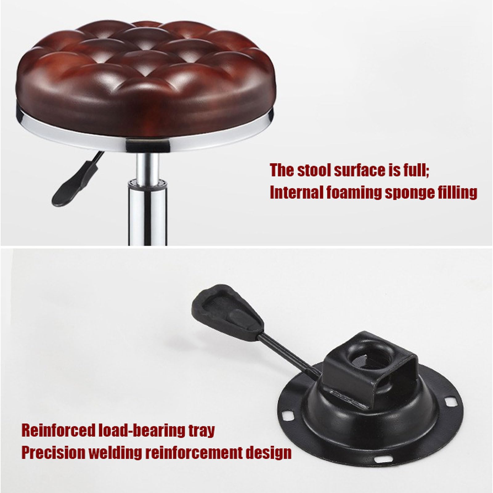 Taburete giratorio redondo ajustable resistente con ruedas para taller, guitarra, laboratorio, tatuaje, banco de trabajo, silla giratoria hidráulica médica