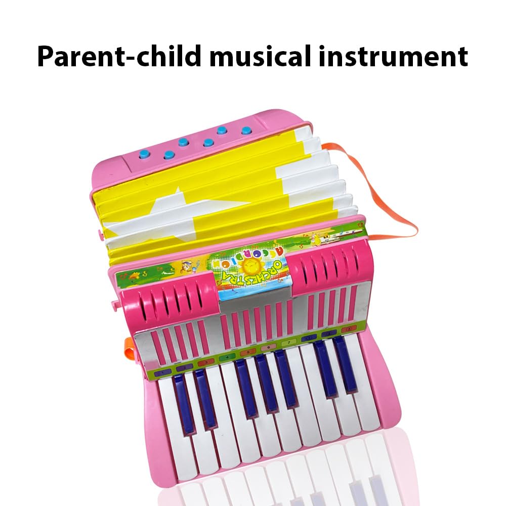 Mini-Akkordeon mit 17 Tasten und 6 Bässen, ABS-Material mit Schnalle, Musikinstrument für Anfänger, leichtes Knopfakkordeon, Hand-Auge-Koordination, Bühnenauftritt