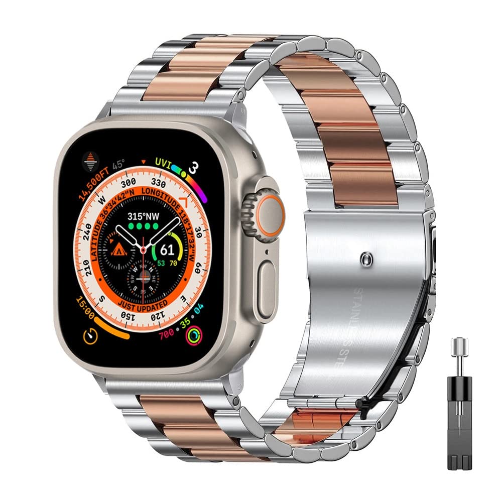 Bracelet en Acier Inoxydable pour Apple Watch Ultra 49mm, Style Business Élégant